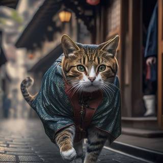 Cat samurai phone wallpaper