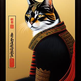 Cat samurai phone wallpaper
