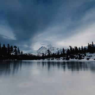 Winter lake forest wallpaper