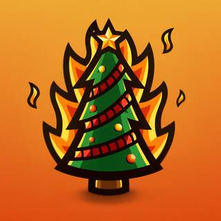 Burning Xmas tree wallpaper