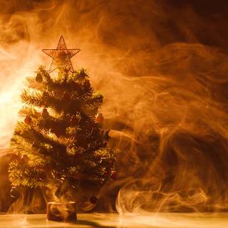 Burning Xmas tree wallpaper