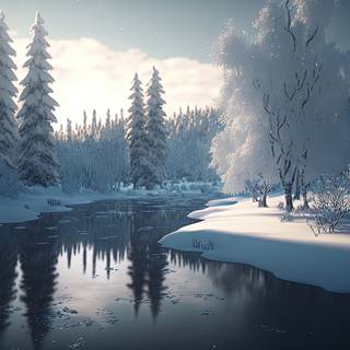 Winter lake forest wallpaper