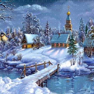 Snowy Christmas night wallpaper