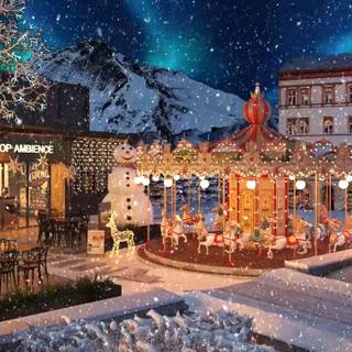 Snowy Christmas night wallpaper