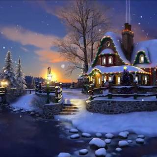 Snowy Christmas night wallpaper