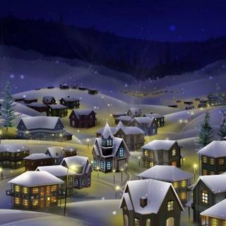Snowy Christmas night wallpaper