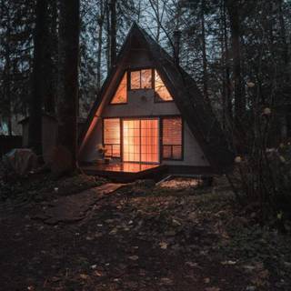 House in the woods wallpaper