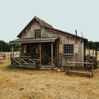 House in the woods wallpaper