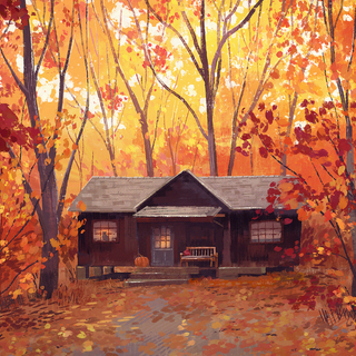 House in the woods wallpaper