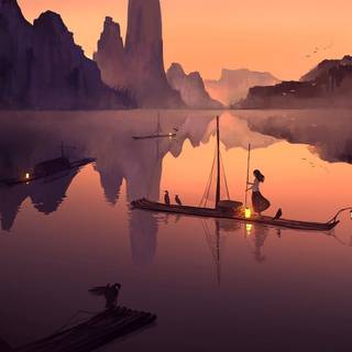 Anime boat wallpaper