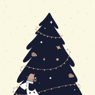Kawaii Christmas tree wallpaper