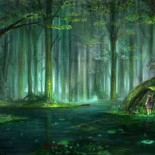 Fairytale forest wallpaper