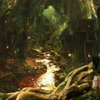 Fairytale forest wallpaper