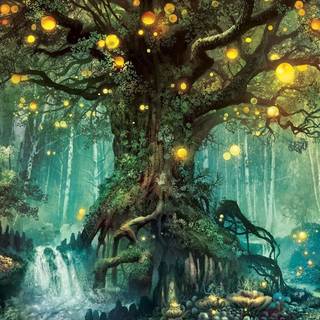 Fairytale forest wallpaper