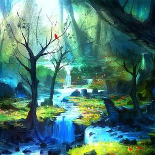 Fairytale forest wallpaper