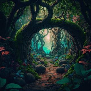 Fairytale forest wallpaper