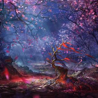 Fairytale forest wallpaper