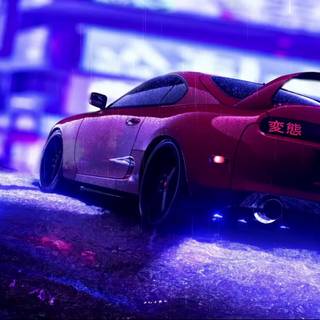 Car in the rain wallpaper