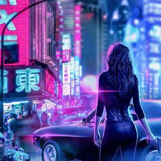 Cyberpunk vertical wallpaper