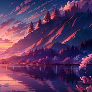 Anime landscape night wallpaper