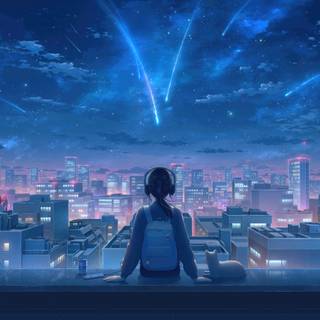 Anime landscape night wallpaper