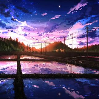Anime landscape night wallpaper