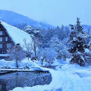 Winter village desktop wallpaper