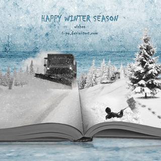 Book and winter wallpaper