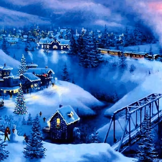 Winter village desktop wallpaper