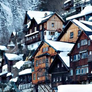 Winter village desktop wallpaper