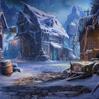 Winter village desktop wallpaper
