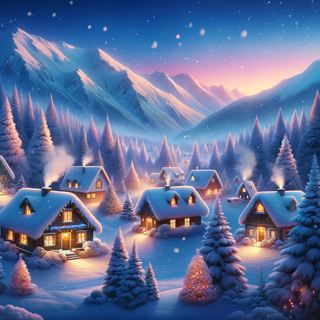 Winter village desktop wallpaper