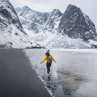 Winter hiker wallpaper