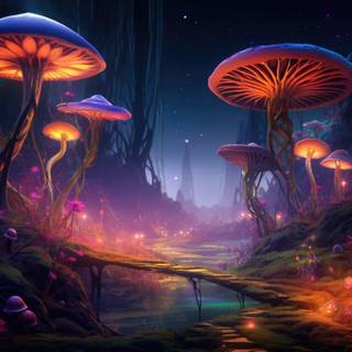 Glowing mushroom wallpaper