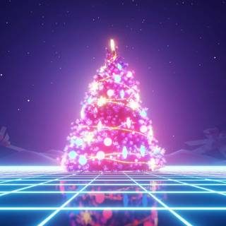 Neon Christmas tree wallpaper