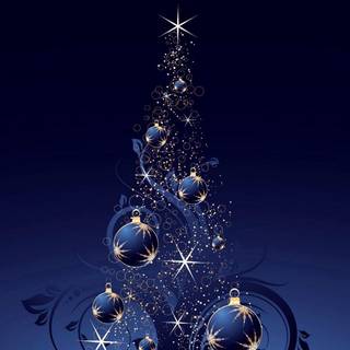 Blue Christmas trees wallpaper