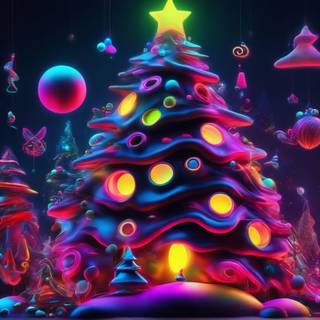Neon Christmas tree wallpaper