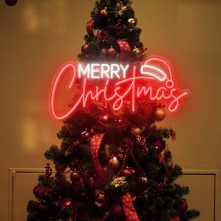 Neon Christmas tree wallpaper