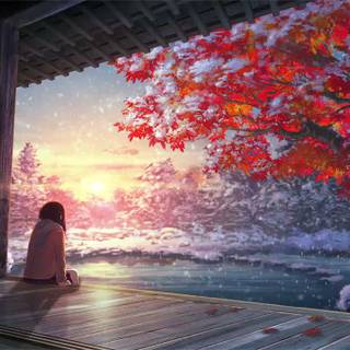 Snow anime winter wallpaper