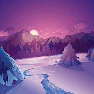 Winter landscape art wallpaper