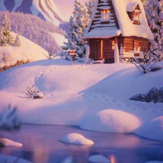 Winter landscape art wallpaper