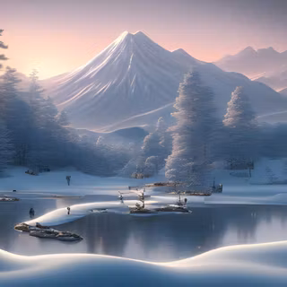 Winter landscape art wallpaper