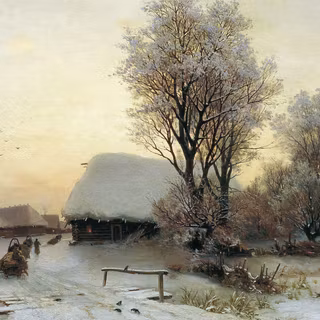 Winter landscape art wallpaper