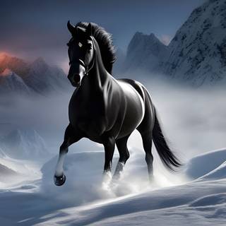 Black horse winter wallpaper
