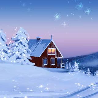 Winter landscape art wallpaper