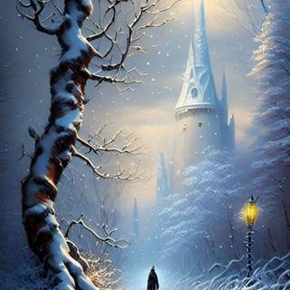 Winter landscape art wallpaper