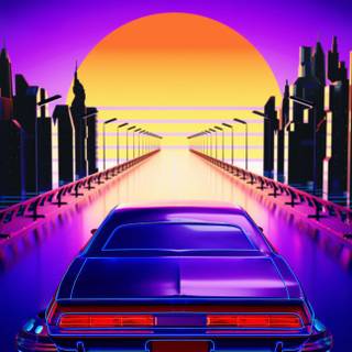 Neon car iPhone wallpaper