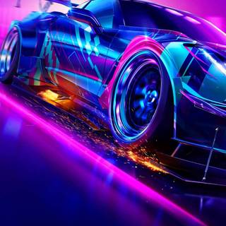 Neon car iPhone wallpaper