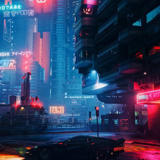 Neon car iPhone wallpaper