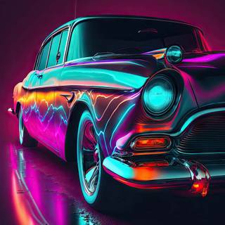 Neon car iPhone wallpaper